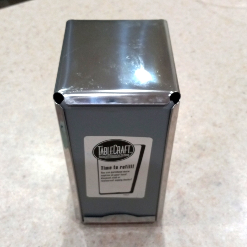 Refillable Napkin Holder. Stainless Steel. New. Unused.